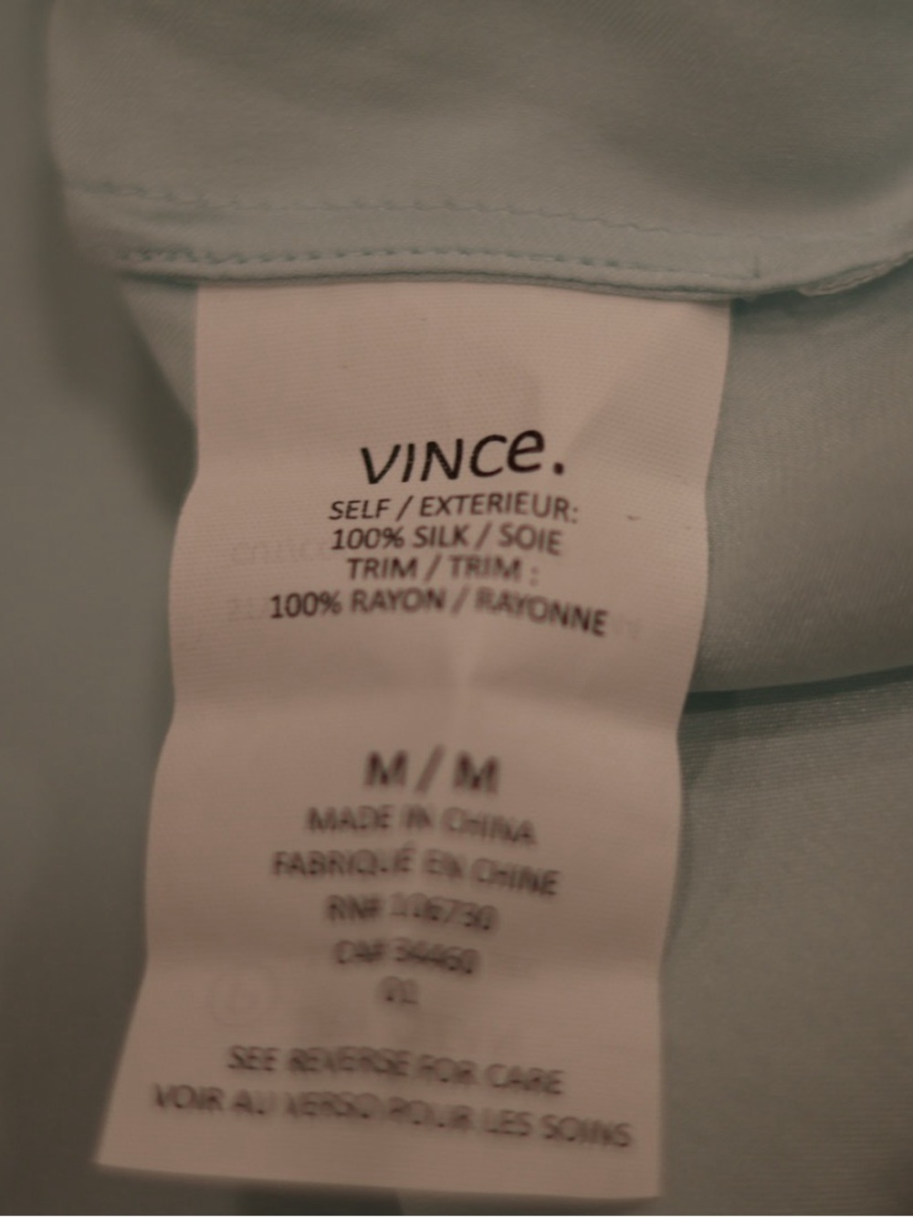 Vince 100% Silk Light Blue Short Sleeve Blouse Top Size Medium - Picture 4 of 6
